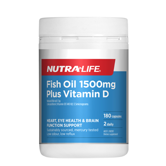 Nutralife Fish Oil 1500mg + Vit D 180 caps