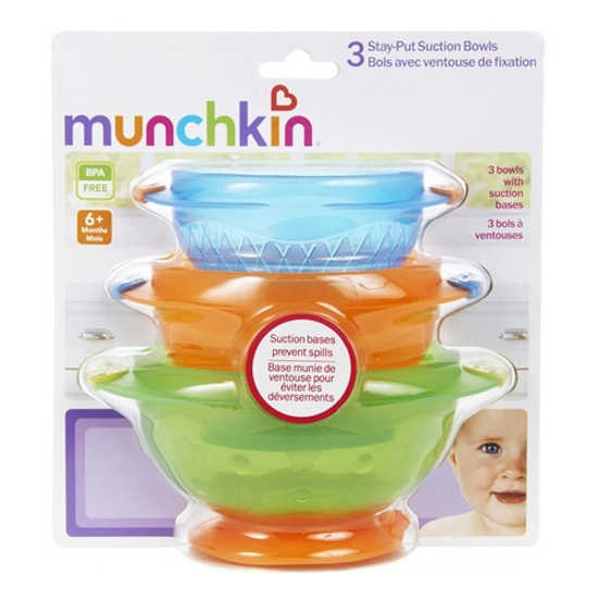Munchkin 3 Stay-Put Suction Bowels 6+ Months