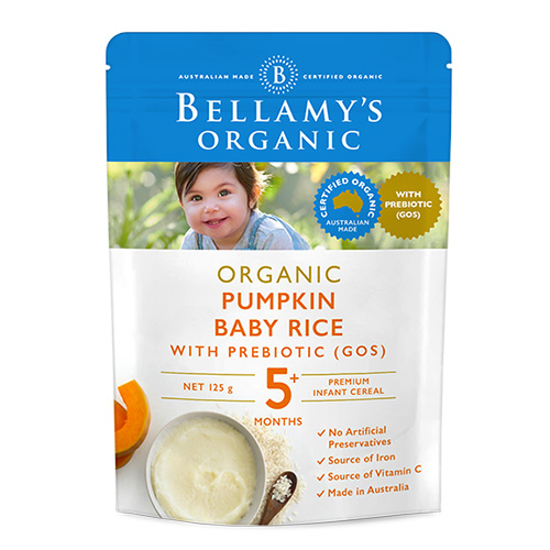 Bellamy's Organic Pumpkin Baby Rice with Prebiotics from 5 Month 125g