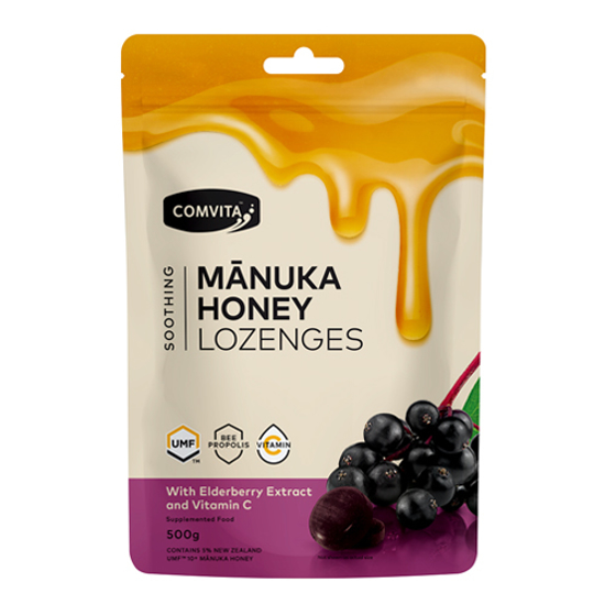 Comvita Manuka Honey Lozenges with Elderberry Extract and Vitamin C 500g