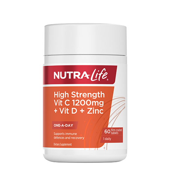 Nutralife High Strength Vit C 1200mg+ Vit D+ zinc 60 tablets	
