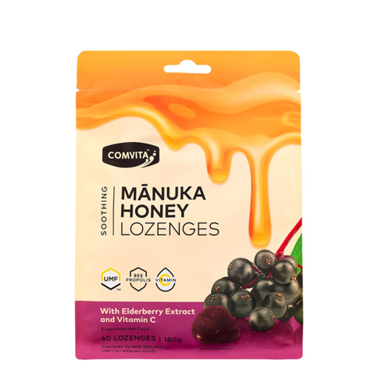 Comvita Manuka Honey Lozenges with Propolis Elderberry 180g 40s