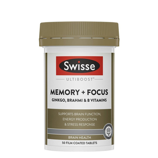Swisse Memory + Focus Ginkgo, Brahmi, B Vitamins 50 tabs